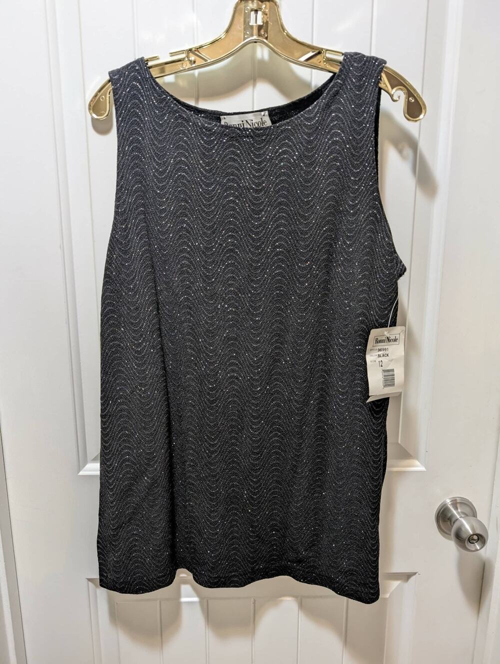 Ronnie Nicole by Ouida Women's 12 Sparkle Sleeveless Black Tank Top Shirt